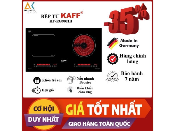 Bếp điện từ 2 vùng nấu kết hợp Kaff KF-EG902IH - Made in Germany